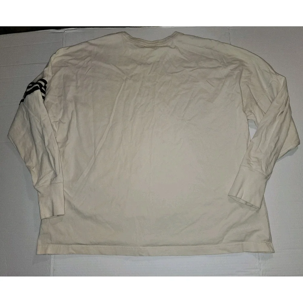 Y2KAdidas Men's Long Sleeve Shirt - Cream w/ Black Stripes - XL -
